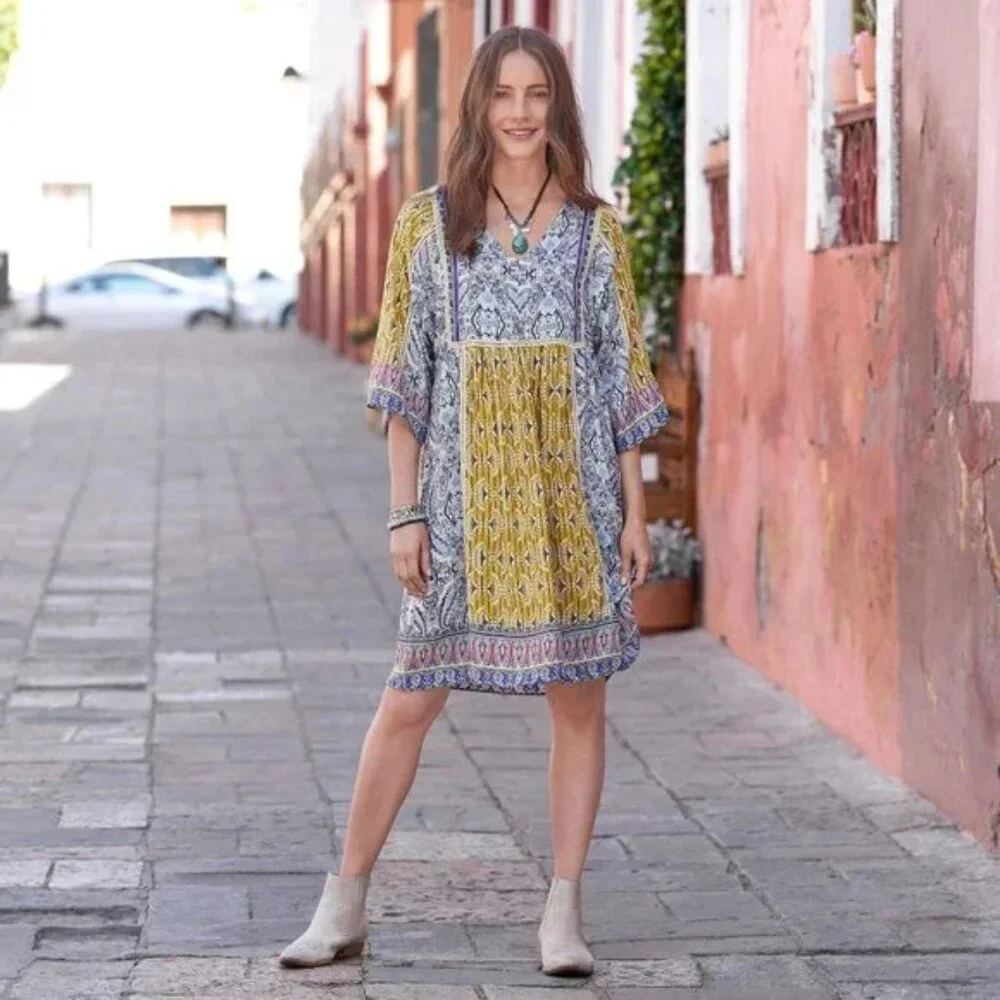 Sundance Terraza Dress Tunic Mixed Print Floral Geometric Boho size Small - Picture 1 of 11